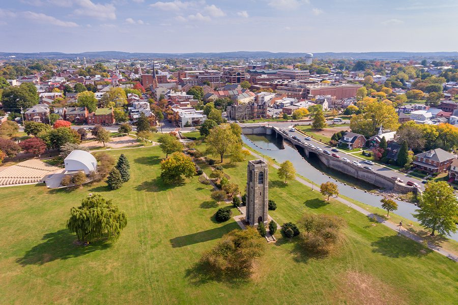 Contact - Aerial View of a Maryland Park and Cityscape